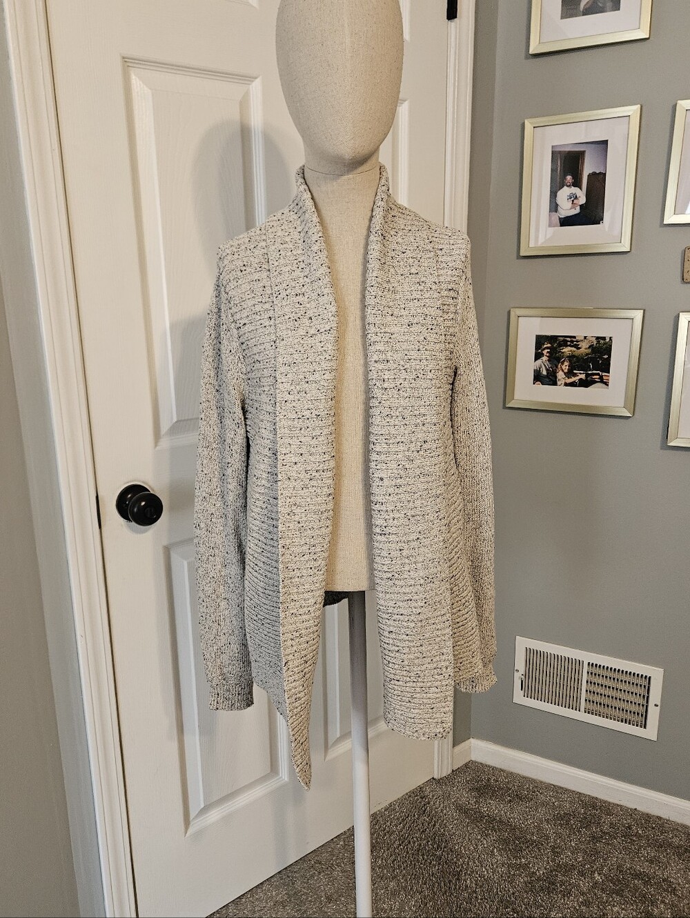 Joie Cream Gray Marled Open-Front Cardigan